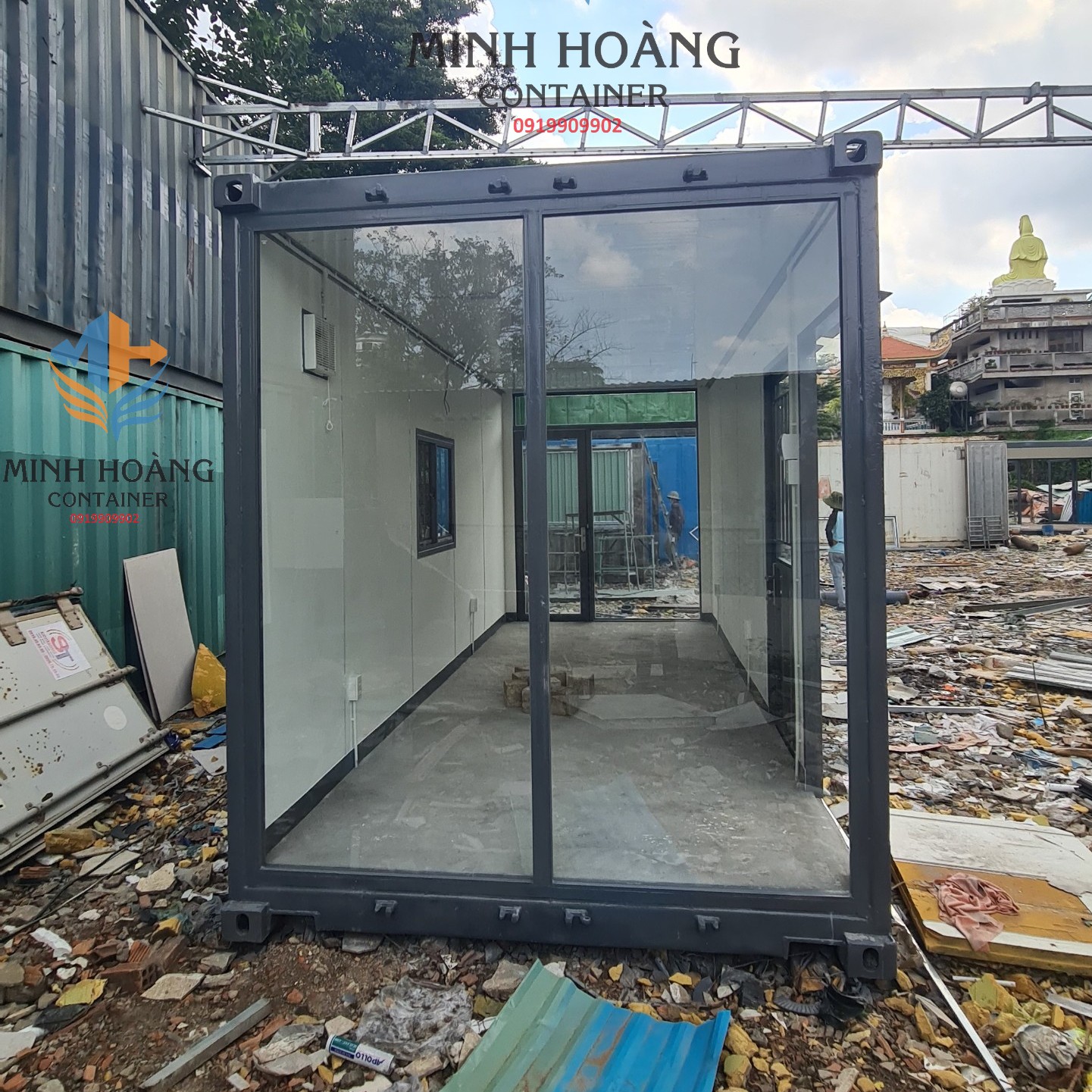 Container nhà ở 20 feet khung kính tạo không gian mở dạng ống đầy đủ thiết bị 